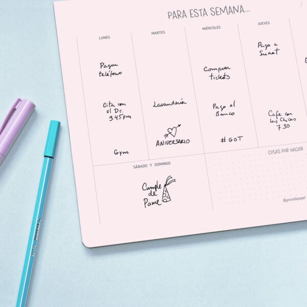 Planner semanal Café & Rosé